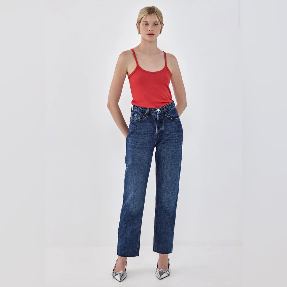 De Rococo No.5 High Waist Straight Cropped Denim